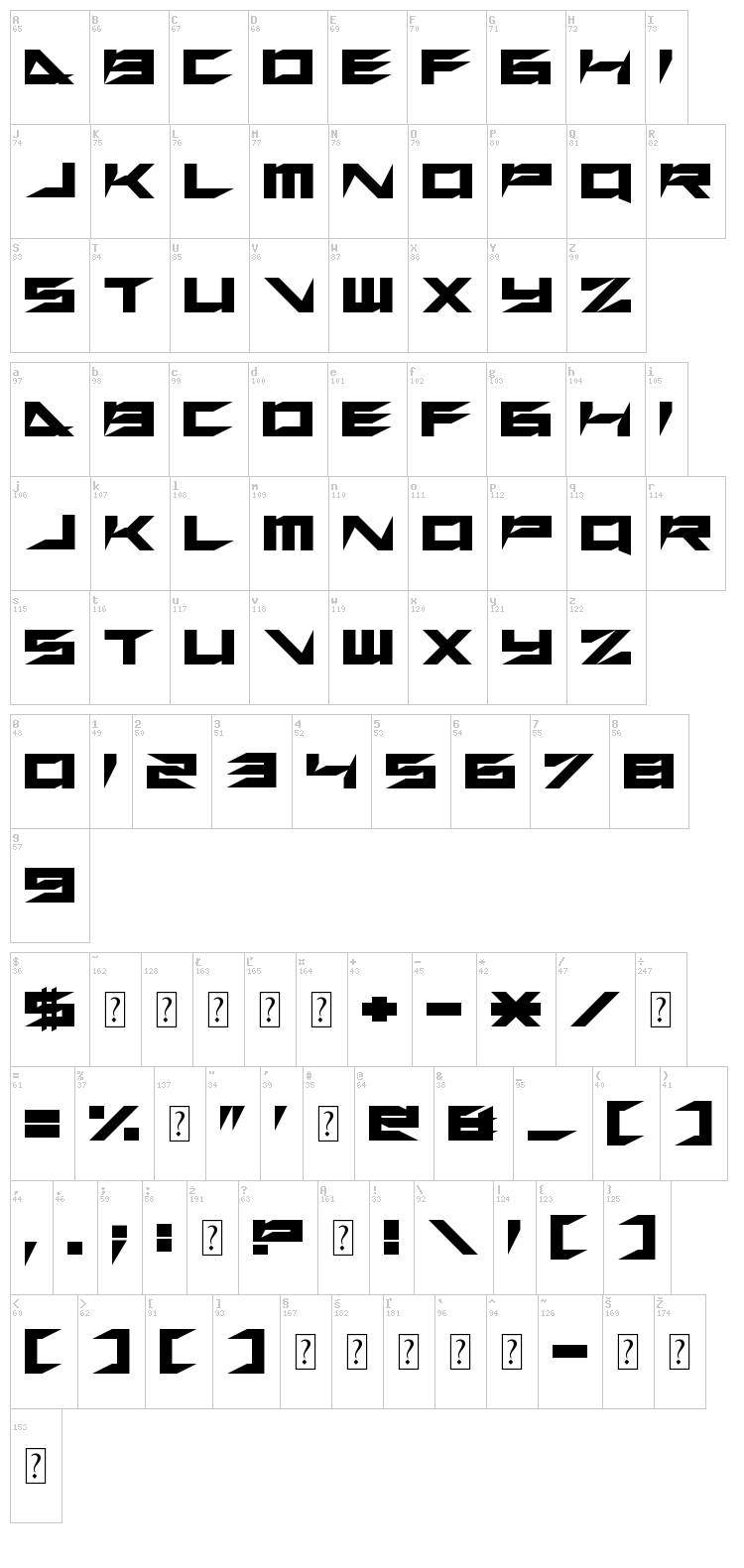 Xero's Retreat font map